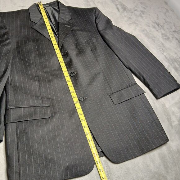 Gianco Polo Blazer Men 42R Black 3 Button Suit Preppy Super 140s Wool Sport Coat - Picture 10 of 14